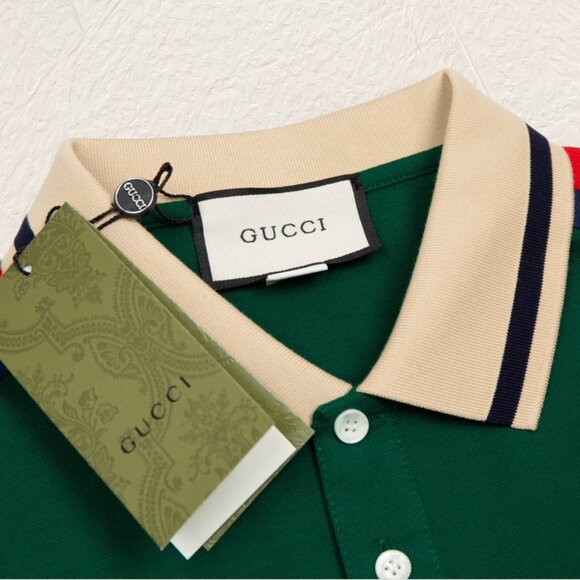 Gucci Color Block Polo Shirt (Green) - Picture 4 of 8